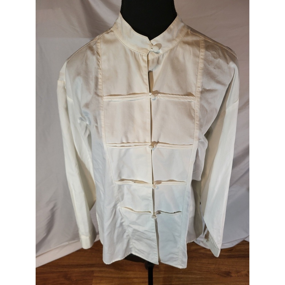 Vintage‎ White Carroll Reed Size 12 100% Cotton Frog Button Blouse